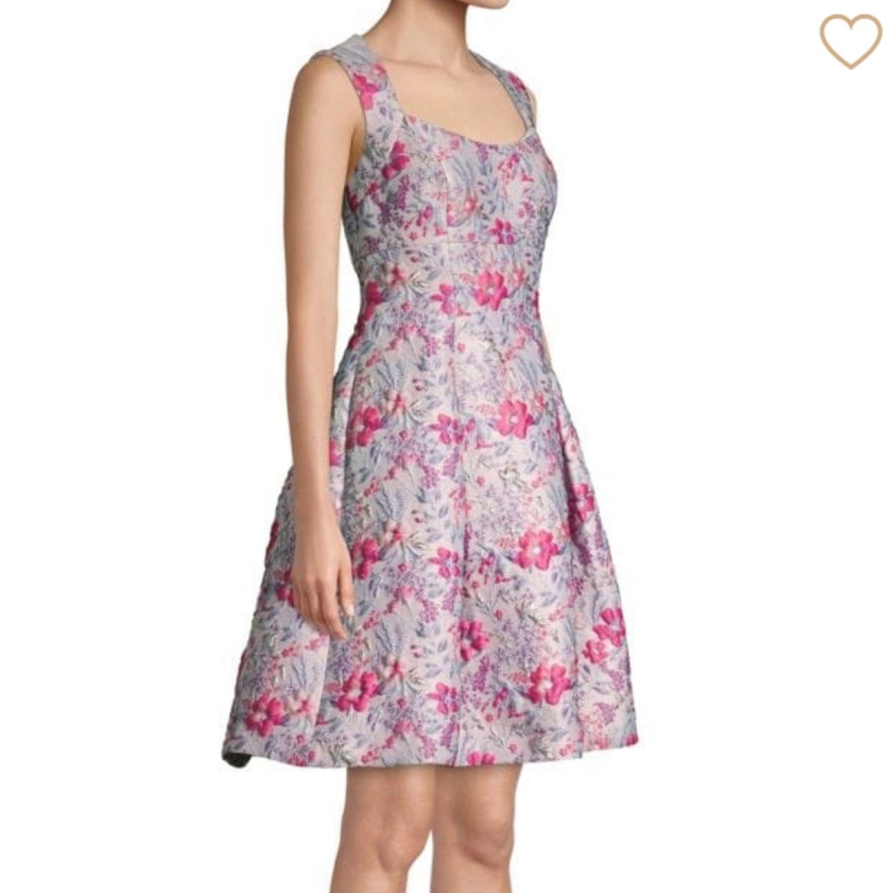 NWT Aidan Mattox Floral Dress Women's Size 12 Floral Lilac Jacquard Pleat Prom
